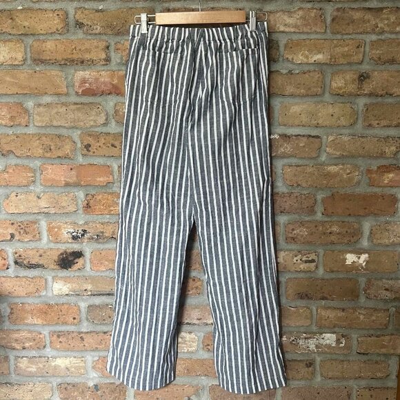 4our Dreamers Womens Blue/White Cotton Striped Beach Lounge Pants Size S EUC - Picture 2 of 12